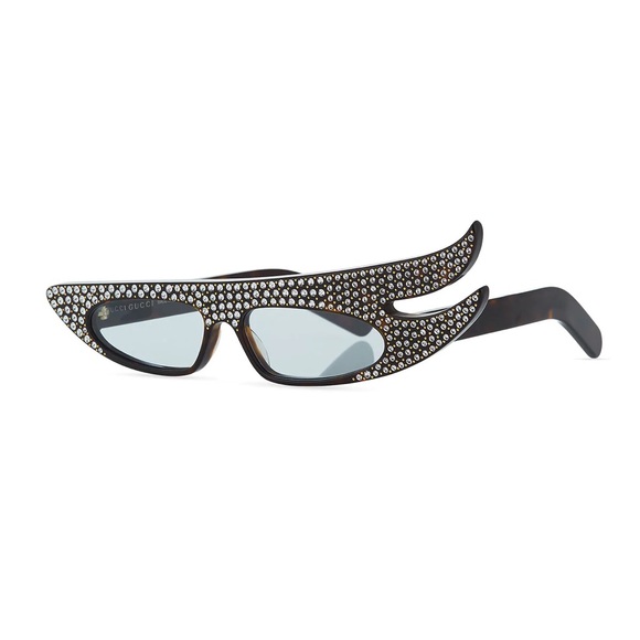 GUCCI 56MM Crystal Embellished Asymmetrical Cat Eye Havana Sunglasses - Picture 9 of 16